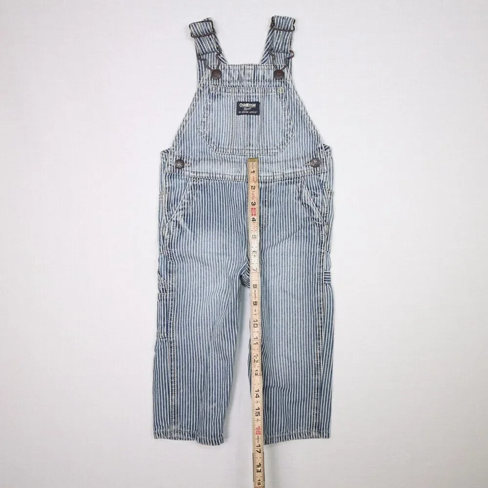 OshKosh B'Gosh VESTBAK Blue & White Pin Striped Overalls Size 18 Months